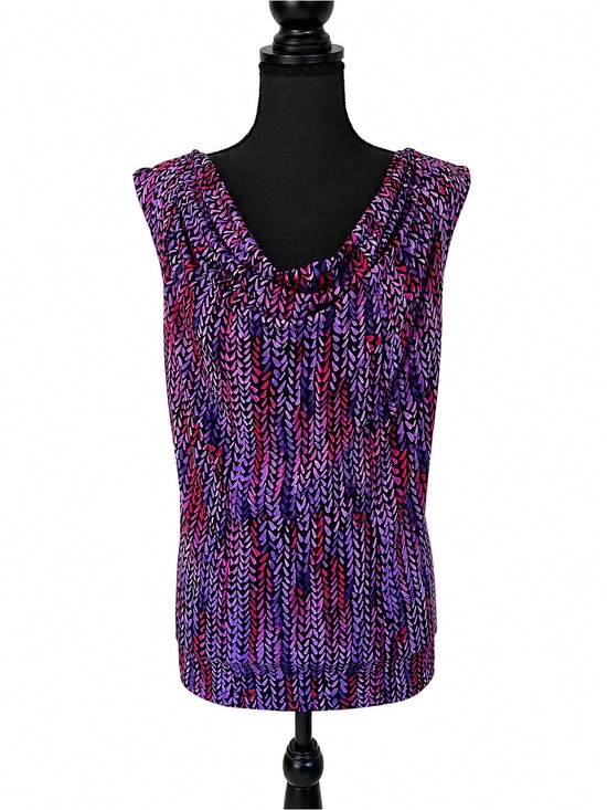 Calvin Klein Tops - Calvin Klein Patterned Cowl Neck Sleeveless Top Size 1X Boho Business Casual